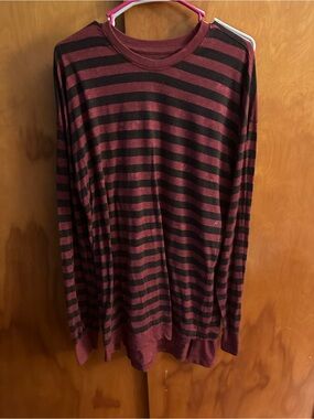 rebels Maroon & Black Striped Long-Sleeve Crewneck
